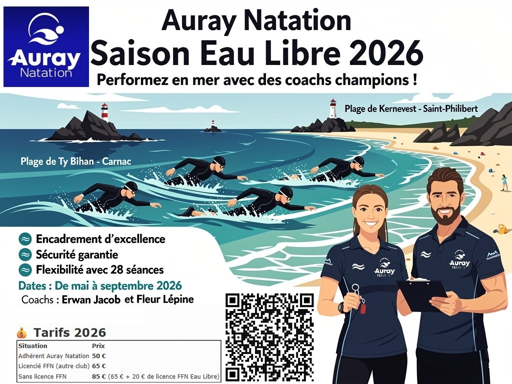 Entrainements EAU LIBRE 2026 - 2 mai au 27 septembre 2026